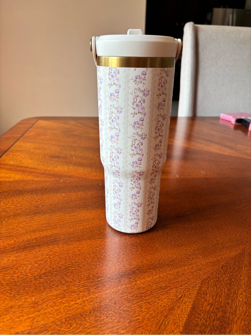 Hydro Flask Floral Travel Tumbler - White & Purple